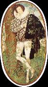 Nicholas Hilliard Leaning younger in rose bush oil painting